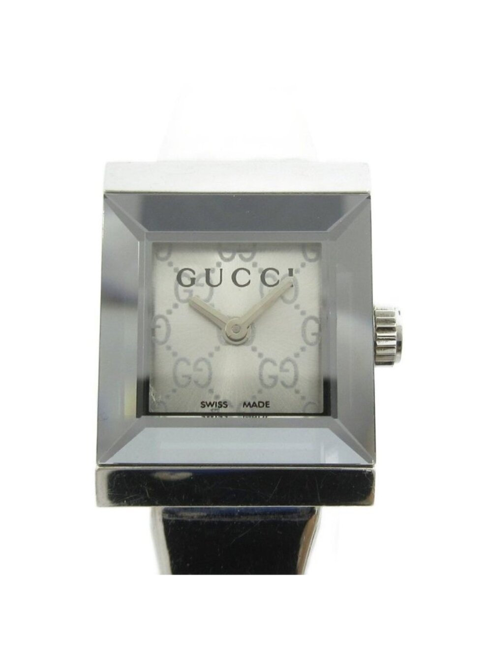 Gucci Frame Watch Square Quartz 128.5 Dial GG Pattern Silver Color MG